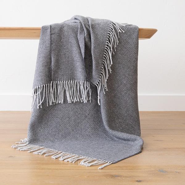 linenme Grey Cotton Throw Valeria