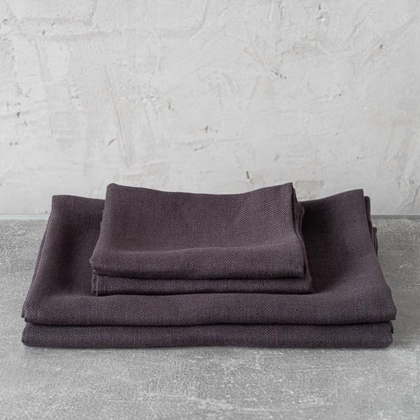 Linenme Grey Linen Bath Towels Set Lara