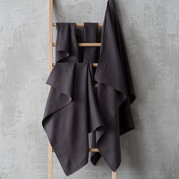 Linenme Grey Linen Bath Towels Set Lara
