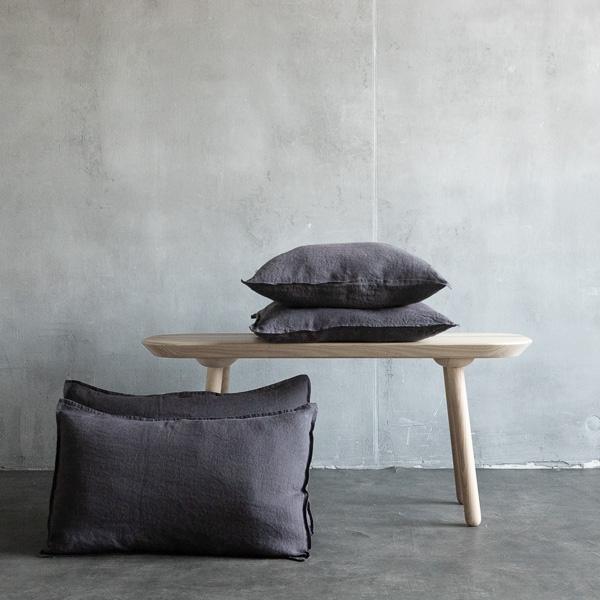 linenme Grey Linen Cushion Cover Stone Washed