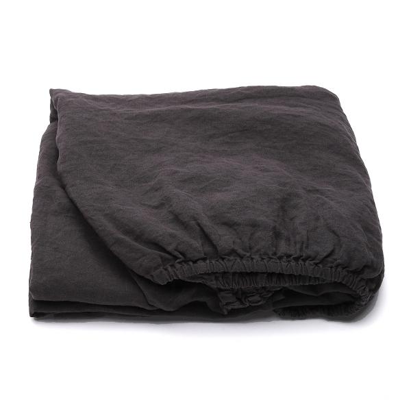 Linenme Grey Linen Deep Fitted Sheet Stone Washed