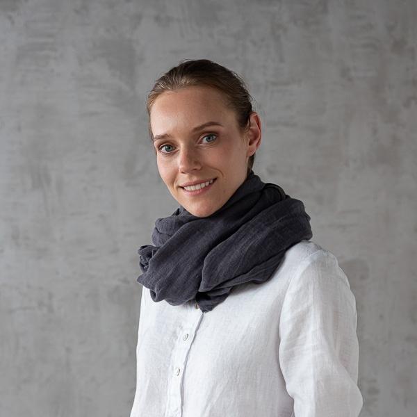 Linenme Grey Linen Summer Scarf Garza