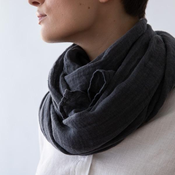 Linenme Grey Linen Summer Scarf Garza