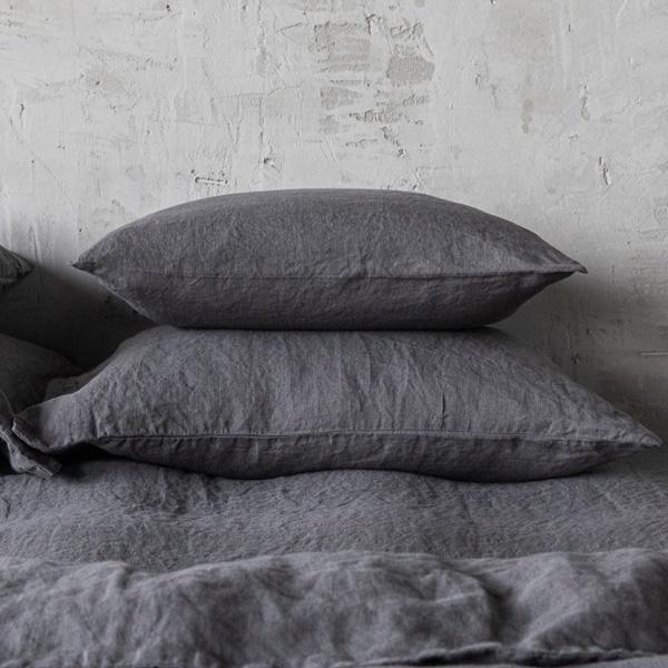 Linenme Grey Stone Washed Bed Linen Pillow Case