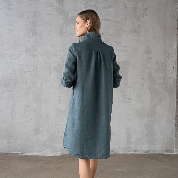 Linenme Ice Blue Heavy Linen Dress Camilla