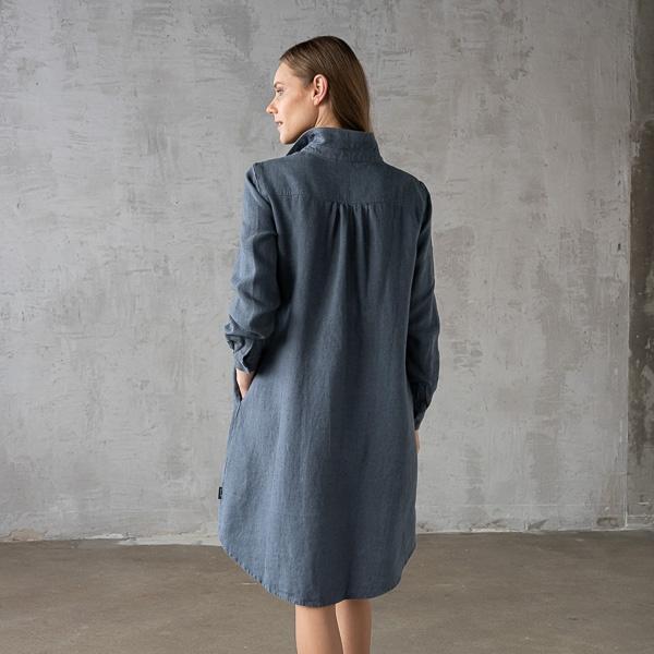 Linenme Ice Blue Heavy Linen Dress Camilla