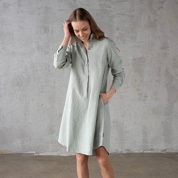 Linenme Ice Blue Heavy Linen Dress Camilla