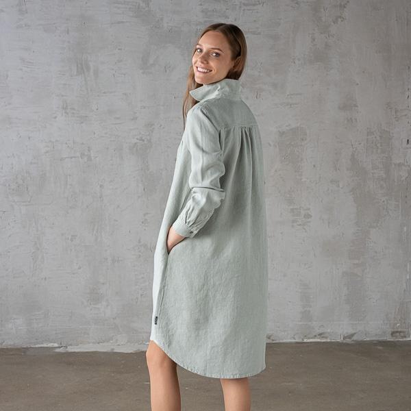 Linenme Ice Blue Heavy Linen Dress Camilla