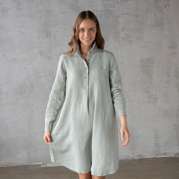 Linenme Ice Blue Heavy Linen Dress Camilla