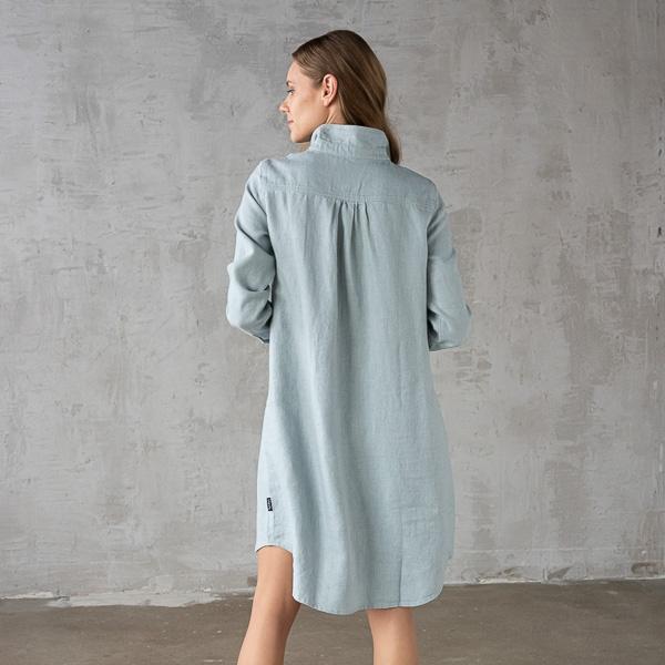 Linenme Ice Blue Heavy Linen Dress Camilla