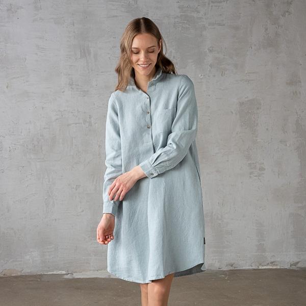 Linenme Ice Blue Heavy Linen Dress Camilla