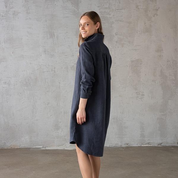 Linenme Ice Blue Heavy Linen Dress Camilla