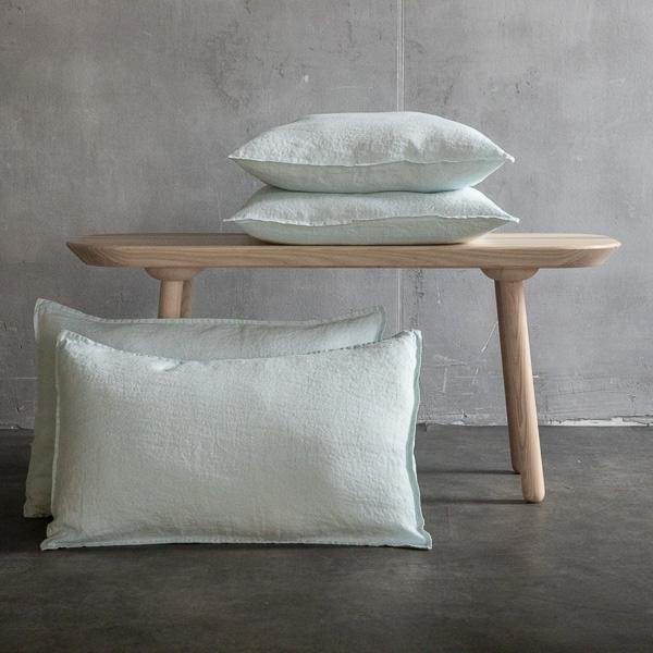 linenme Ice Blue Linen Cushion Cover Stone Washed