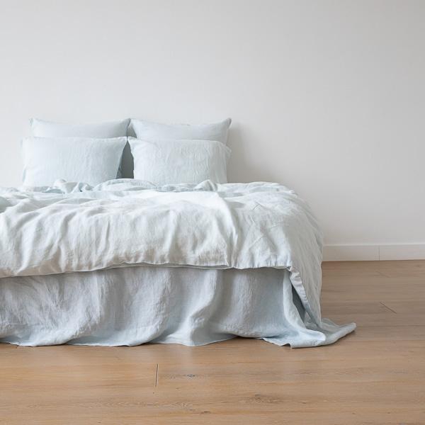 linenme Ice Blue Linen Duvet Stone Washed