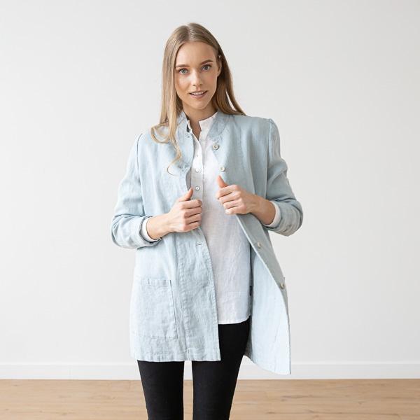 Linenme Ice Blue Linen Jacket Short Paolo