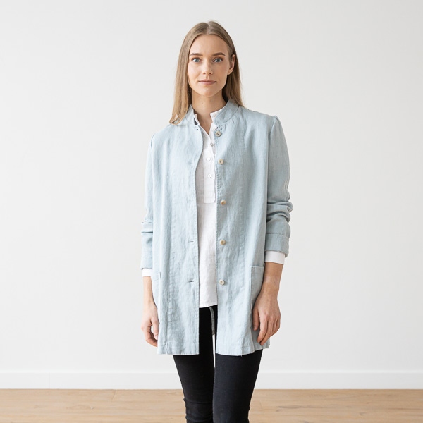linenme Ice Blue Linen Jacket Short Paolo