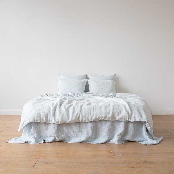 Linenme Ice Blue Linen Pillow Case Stone Washed