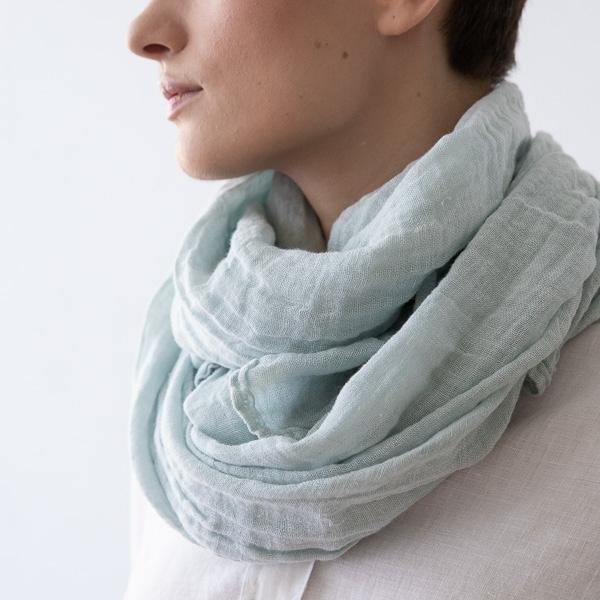 Linenme Ice Blue Linen Summer Scarf Garza