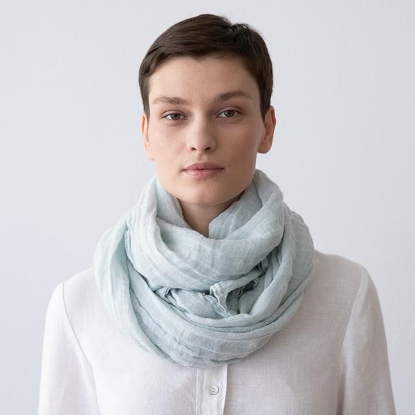 linenme Ice Blue Linen Summer Scarf Garza