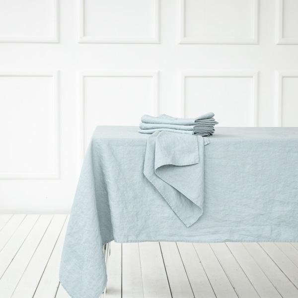 Linenme Ice Blue Linen Tablecloth Terra