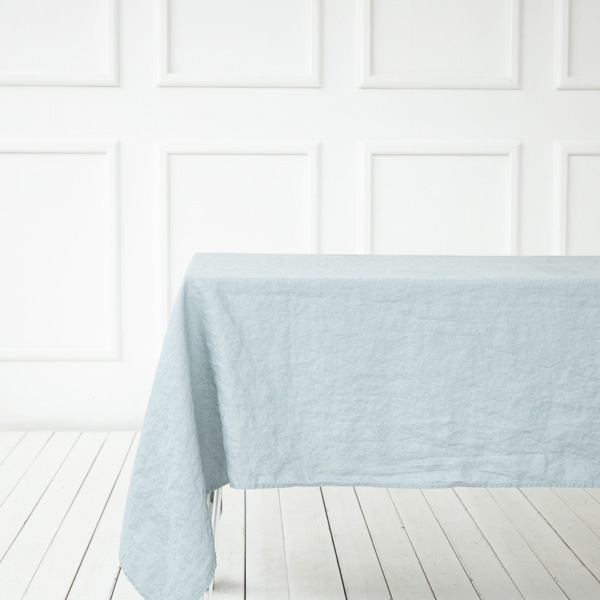 Linenme Ice Blue Linen Tablecloth Terra