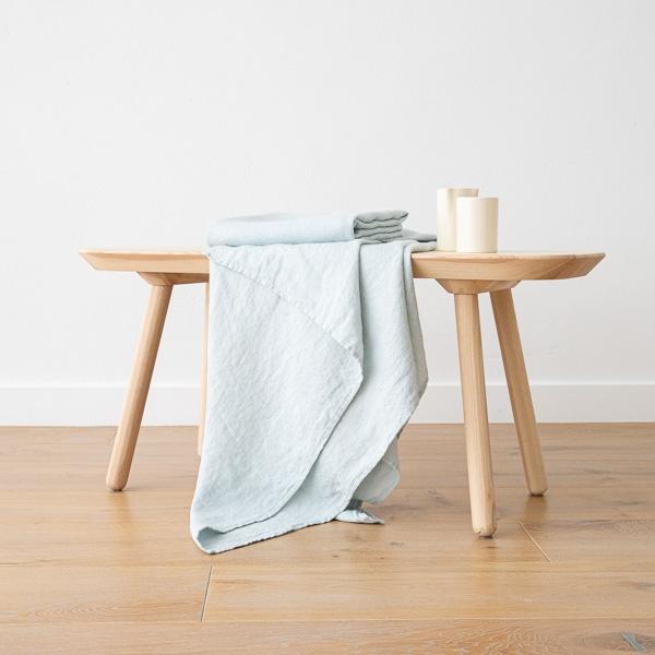 Linenme Ice Blue Linen Waffle Bath Towel Washed
