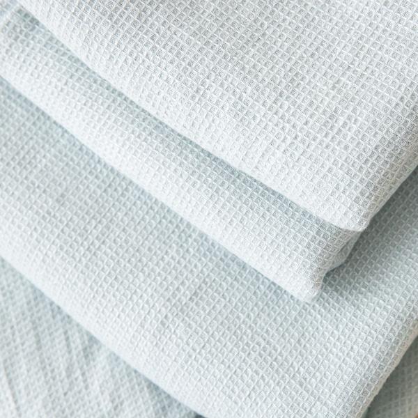 Linenme Ice Blue Linen Waffle Bath Towel Washed
