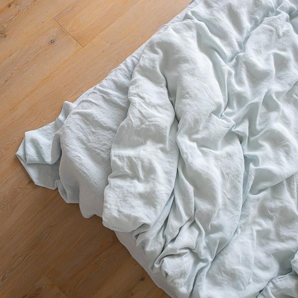 Linenme Ice Blue Stone Washed Bed Linen Flat Sheet