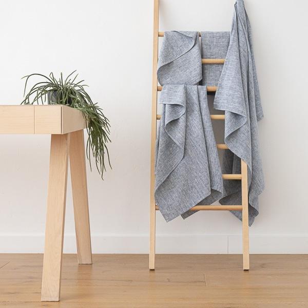 Linenme Indigo Linen Bath Towels Set Francesca