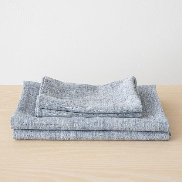 linenme Indigo Linen Bath Towels Set Francesca