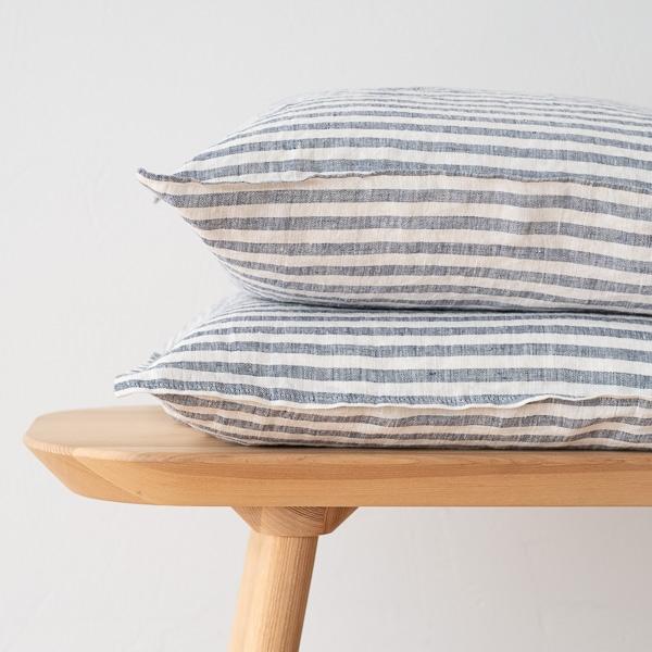 Linenme Indigo Linen Cushion Cover Ticking Stripe