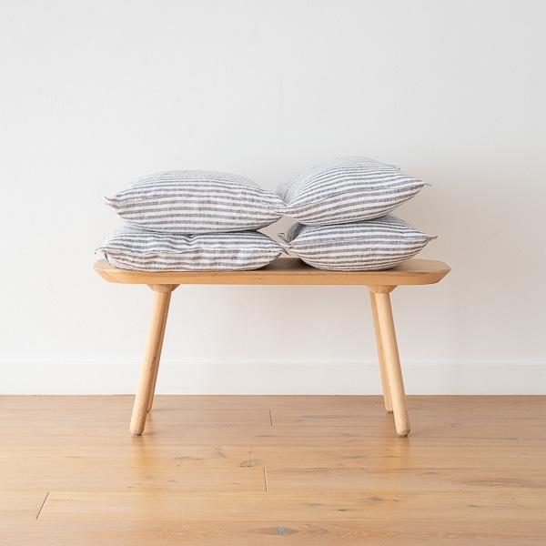 Linenme Indigo Linen Cushion Cover Ticking Stripe