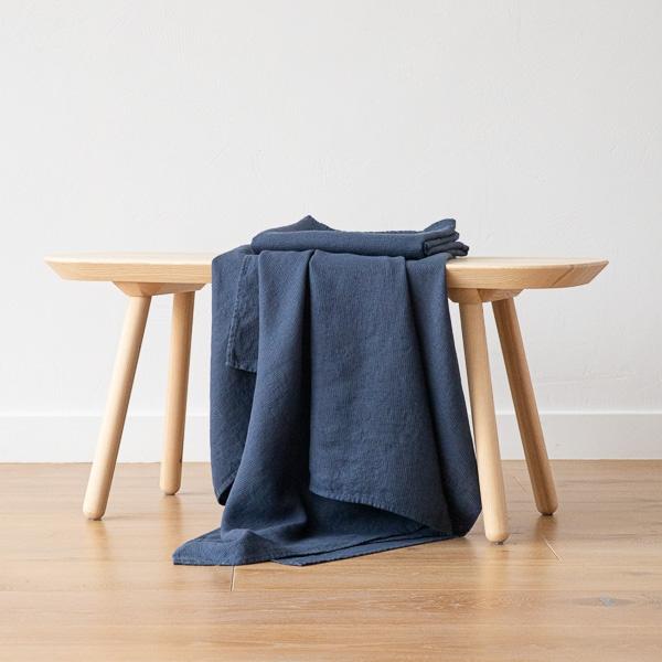 Linenme Indigo Linen Waffle Bath Towel Washed