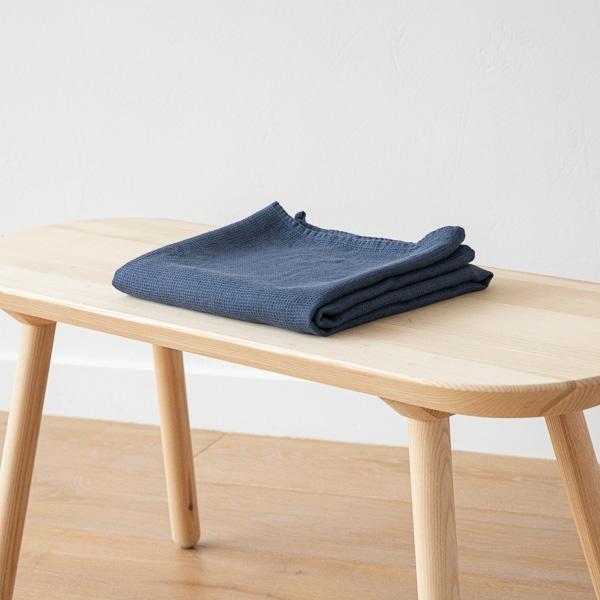 Linenme Indigo Linen Waffle Bath Towel Washed