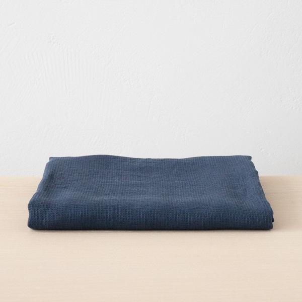 Linenme Indigo Linen Waffle Bath Towel Washed
