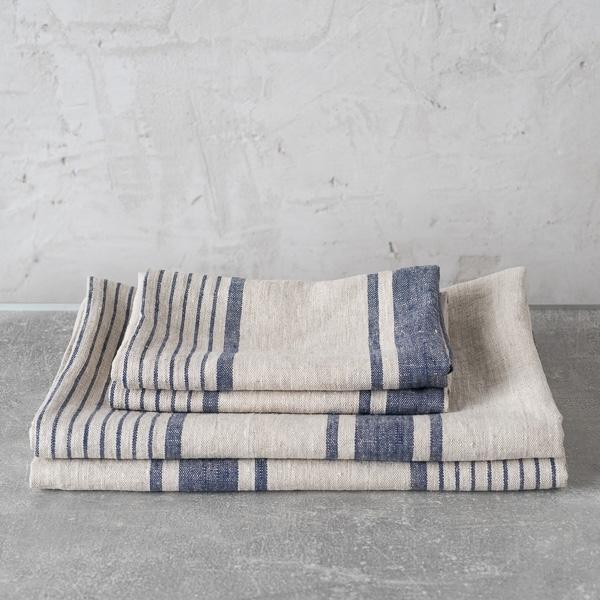 Linenme Indigo Natural Linen Towels Set Provence