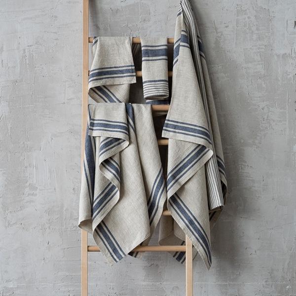 Linenme Indigo Natural Linen Towels Set Provence