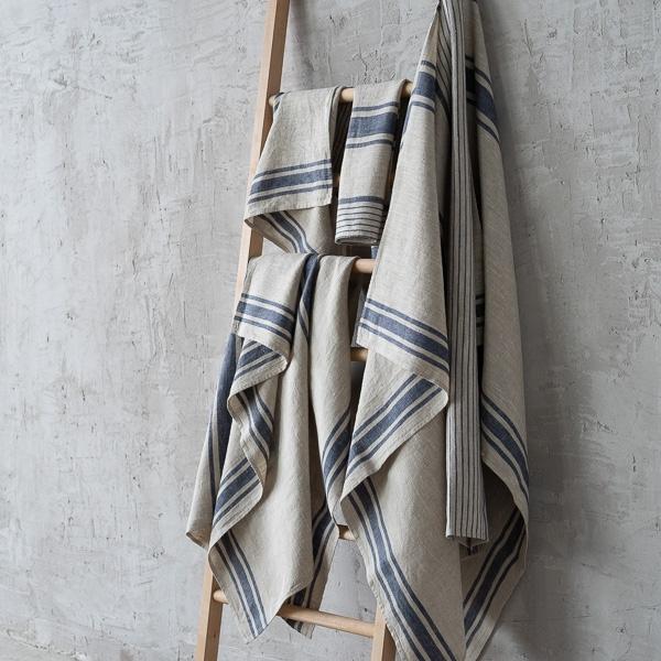 Linenme Indigo Natural Linen Towels Set Provence