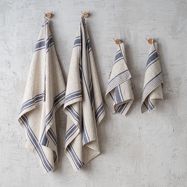 linenme Indigo Natural Linen Towels Set Provence