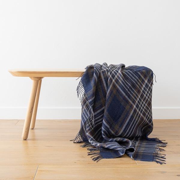 Linenme Indigo Square Linen Throw Paolo