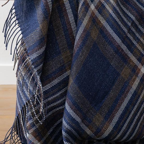 Linenme Indigo Square Linen Throw Paolo