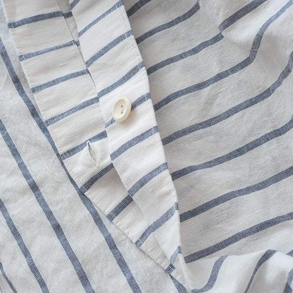 Linenme Indigo Washed Bed Linen Bed Set Stripe