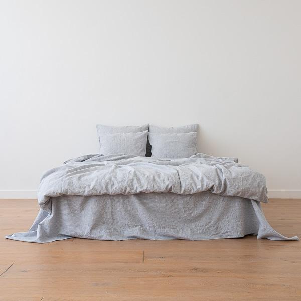 Linenme Indigo Washed Bed Linen Duvet Pinstripe