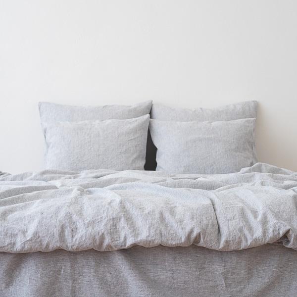 Linenme Indigo Washed Bed Linen Duvet Pinstripe