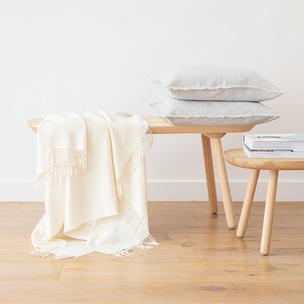 Linenme Ivory Baby Alpaca Throw Bella