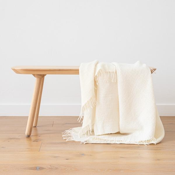 Linenme Ivory Linen Throw Sofia