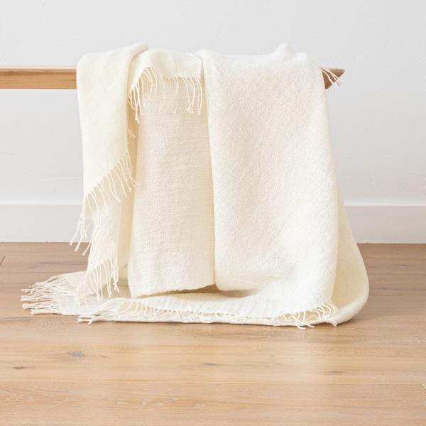 linenme Ivory Linen Throw Sofia