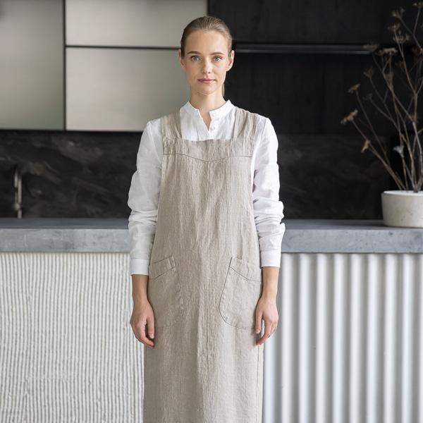 Linenme Linen Back Cross Apron Natural Terra