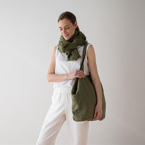Linenme Linen Bag Olive Green Terra