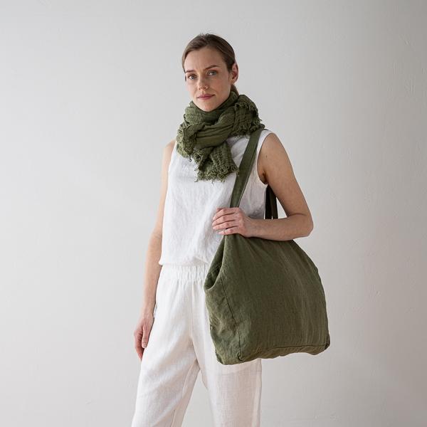 Linenme Linen Bag Olive Green Terra